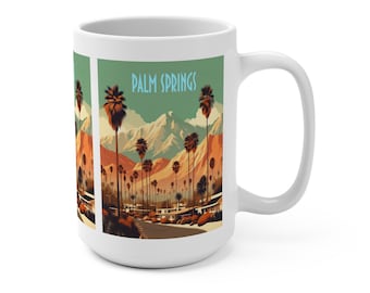 Vintage WPA Style Travel Poster - Palm Springs, California - Mug 15oz