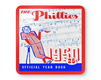 1950 Vintage Philadelphia Phillies Program Cover - Corkwood Coaster Set