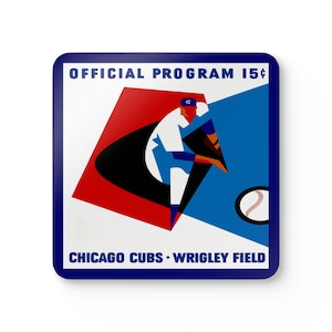 1965 Vintage Chicago Cubs Baseball Program Cover - Corkwood Coaster Set