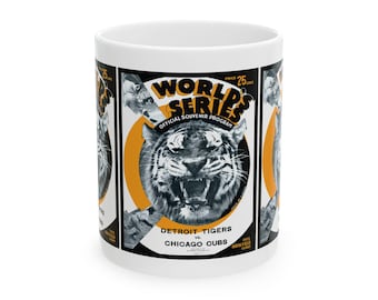 Baseball 1935 World Series Ceramic Mug, Detroit Tigers Chicago Cubs Sports Fan Gift, 11oz 15oz, Vintage Sports Memorabilia, Baseball Lover