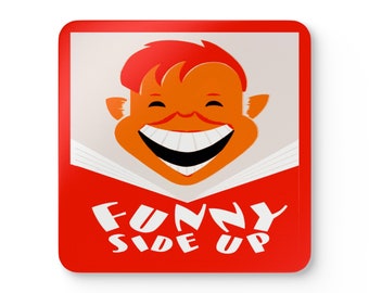 WPA Vintage Poster - Funny Side Up - Corkwood Coaster Set