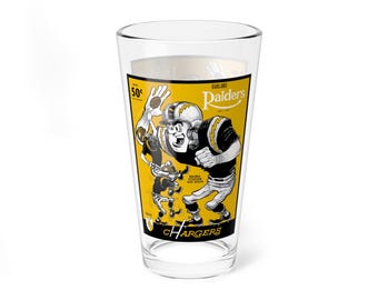 Vintage Football Mixing Glass, 16oz - 1964 Oakland Raiders-San Diego Chargers Memorabilia, Barware Gift, Sports Fan Collectible, Retro Home