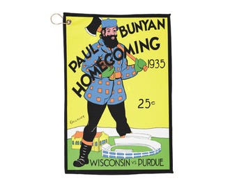 Vintage 1935 Football Wisconsin-Purdue Golf Towel - Sports Memorabilia, College Football Gift, Golf Accessories, Golfing Gear, Golf Towel