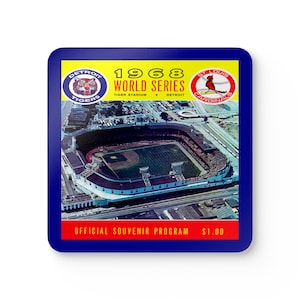 1968 Vintage Detroit Tigers - St. Louis Cardinals World Series Program Cover  - Corkwood Coaster Set