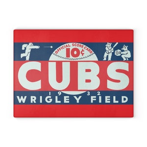 Couverture de carte de pointage Wrigley Field des Chicago Cubs de 1932, vintage - Planche à découper en verre