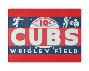 1932 Vintage Chicago Cubs Wrigley Field Scorecard Cover - Glass Cutting Board