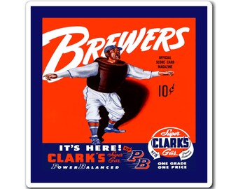 1951 Vintage Milwaukee Brewers Baseball Program Cover - Magnets
