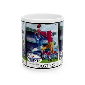 Fußball-Keramiktasse, 1960 New York Giants Philadelphia Eagles Fan Geschenk, Sportkaffeetasse, Teamgeist, Spieltag Trinkgefäß, Erinnerungsstücke