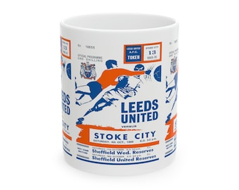 1969 Vintage Stroke City - Leeds United English Football Program Cover - Ceramic Mug, 11oz