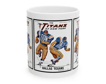 Retro Football Ceramic Mug, 1962 New York Titans Dallas Texans, Sports Fan Gift, Coffee Cup, Tea Mug, Vintage Football Decor, Football Lover