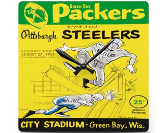 1955 Vintage Green Bay Packers - Pittsburgh Steelers Football Program Cover - Acrylic Wall Clock