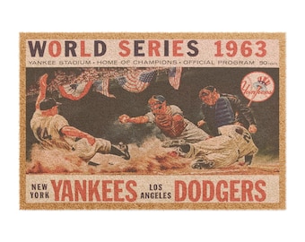 1963 Vintage World Series - Dodgers - Yankees - Yankee Stadium Program Cover - Doormat