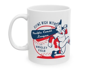 Vintage Pacific Coast League Baseball - Wrigley Field - Los Angeles - Ceramic Mug, 11oz