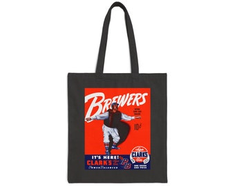 1951 Vintage Milwaukee Brewers Baseball Program Cover - Cotton Canvas Tote Bag