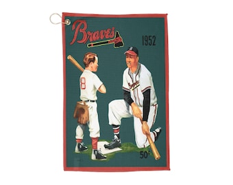 Vintage 1952 Baseball Boston Braves Golf Towel - Sports Fan Gift, Retro Golf Accessories, Golf Course Essentials, MLB Memorabilia, Fathers