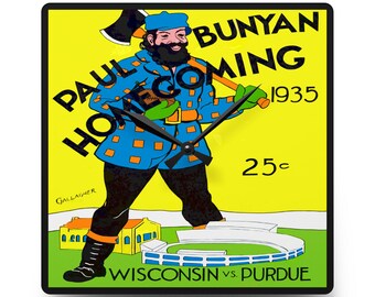 Wall Clock, Vintage Football 1935 Purdue Wisconsin, Sports Fan Decor, Game Day Gift, Acrylic Clock, Retro College Football Memorabilia