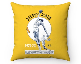 1972-1973 Vintage Golden State Warriors Basketball Program Cover - Indoor Pillow