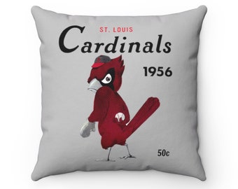 1956 Vintage St Louis Cardinals Baseball Yearbook Cover - Square Pillow