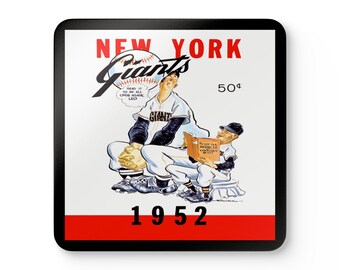 1952 Vintage New York Giants Baseball Yearbook Cover - Corkwood Coaster Set