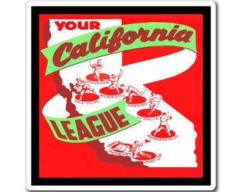 Magnets, 1949 Your California League Baseball, Vintage Sports Memorabilia Magnet, Baseball Fan Gift, Sports Collectible, Refrigerator