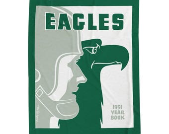 Velveteen Plush Blanket, 1951 Eagles Football Yearbook Philadelphia, Throw Blanket, Home Decor, Gift for Sports Fans, Game Day Blanket