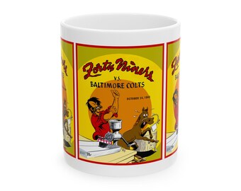 Vintage 1948 Football Ceramic Mug, San Francisco 49ers Baltimore Colts Fan Gift, 11oz, 15oz, Team Coffee Cup, Retro Football Memorabilia,