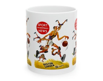 1949-1950 Vintage Boston Celtics Basketball Program Cover - Ceramic Mug, 11oz