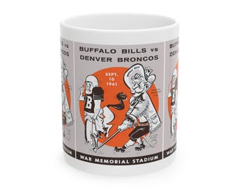 Vintage Buffalo Football Ceramic Mug, Football Sports Fan Gift, Retro Coffee Cup, Football Lover Tea Mug, 11oz 15oz