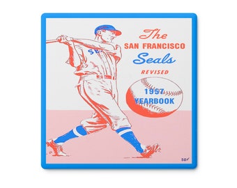 1957 Vintage San Francisco Seals Baseball Yearbook Cover - Soapstone Coaster Set (4)