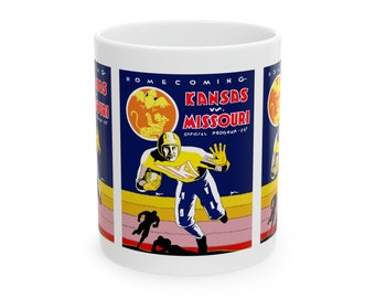 1931 Vintage Kansas - Missouri Football Program Cover - Ceramic Mug, 11oz