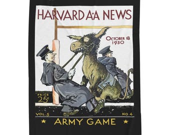 Velveteen Plush Blanket, Army-Harvard Football Program Cover, Cozy Throw, Vintage Sports Decor, Warm Bedding, Home Accent