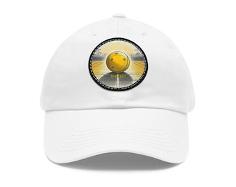 Pickleball - Dad Hat with Leather Patch (Round)