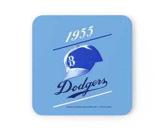 1955 Brooklyn Dodgers Baseball - Corkwood Coaster Set