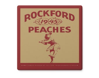 1945 Vintage Rockford Peaches Baseball Yearbook Cover - Soapstone Coaster Set (4)