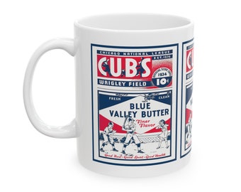 1934 Vintage Chicago Cubs Baseball Program Cover - Ceramic Mug, 11oz