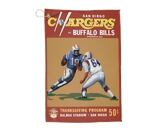 Vintage 1964 Football San Diego Chargers-Buffalo Bills Golf Towel, Sports Towel, Golf Accessory, Golf Gift, Golf Decor, Golf Accessories