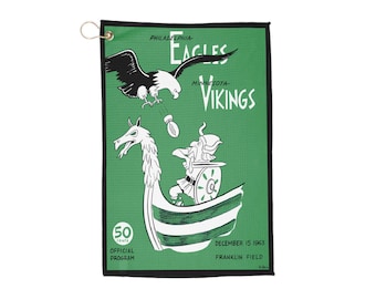 Vintage 1963 Football Eagles-Vikings Golf Towel, Sports Fan Gift, Golf Course Accessory, Retro Golf Towel, Golf Lover Present