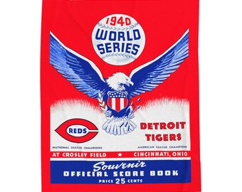 Vintage Detroit Tigers Velveteen Plush Blanket - 1940 Baseball World Series Program Cover, Soft Throw Blanket, Sports Fan Gift, Home Decor,
