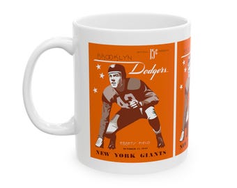 Vintage Football Ceramic Mug, 1943 Brooklyn Dodgers-New York Giants Sports Fan Gift, Coffee Cup, Tea Mug, Birthday Present, Father's Day