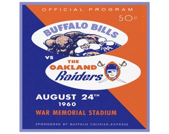 Car Magnet Vintage 1960 Football Buffalo Bills-Oakland Raiders  Sports Fan Memorabilia, Retro Football Decor, Game Day Tailgate Accessories