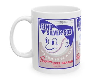 Retro Baseball Mug, Vintage Sports Cup, Sports Fan Gift, Baseball Lover Mug, Baseball Team Memorabilia, 1959 Reno Silver Sox Cup