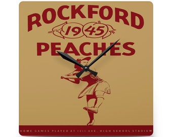 1945 Vintage Rockford Peaches Baseball Yearbook Cover - Acrylic Wall Clock