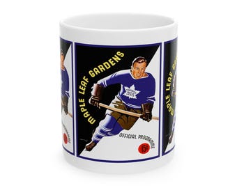 Hockey Ceramic Mug, 1938-1939 Toronto Maple Leafs Memorabilia Cup, Sports Fan Gift, Vintage Hockey Team, Hockey Collector's Item