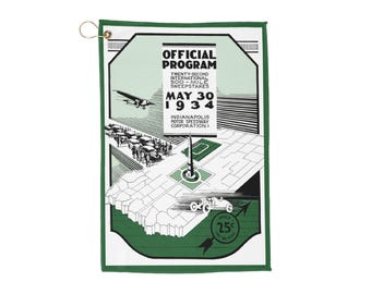 Vintage 1934 Racing Indy 500 Golf Towel - Retro Car Enthusiast Gift, Sports Fan Accessory, Golf Course Essential, Father's Day Present