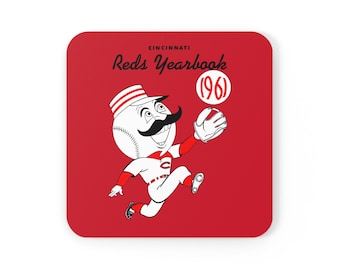 1961 Cincinnati Reds Baseball Yearbook - Corkwood Coaster Set