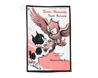Vintage 1949 Football Boston University-Temple University Golf Towel, Sports Towel, Golf Accessory, Team Spirit Gift, Retro Golf Towel, Golf