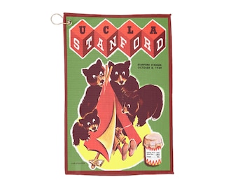 Golf Towels - Vintage 1949 Football Stanford-UCLA Design, Sports Towel, Golf Accessories, Golf Gift, Golf Towel with Retro Football Print