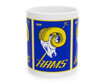Ceramic Mug, 1959 Football Los Angeles Rams Yearbook, Vintage Rams Fan Gift, Football Memorabilia Mug, Sports Collector Cup, LA Rams Fan