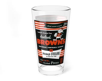 Mixing Glass, 16oz - 1950 Football Cleveland Browns Pittsburgh Steelers, Sports Fan Gift, Game Day Barware, Football Memorabilia