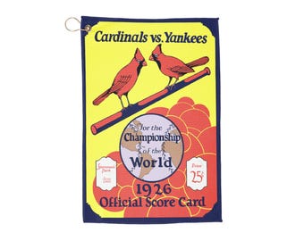 Vintage 1926 Baseball World Series Cardinals Yankees Golf Towel - Sports Towel, Golf Accessories, Golf Gifts, Baseball Memorabilia, Sports